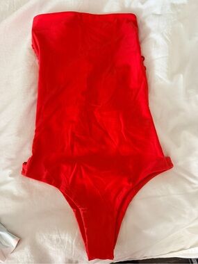 Mikoh Bright Red Strapless One-Piece Swimsuit